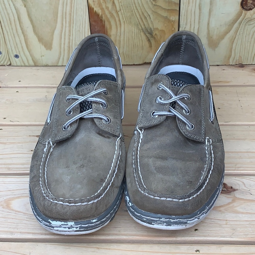 Sperry Top Sider Mens Tan Suede Leather Three Eye Boat Shoe Size 11.5
